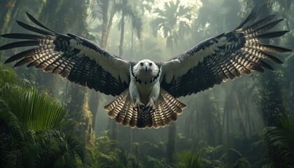 Powerful harpy eagle with massive talons