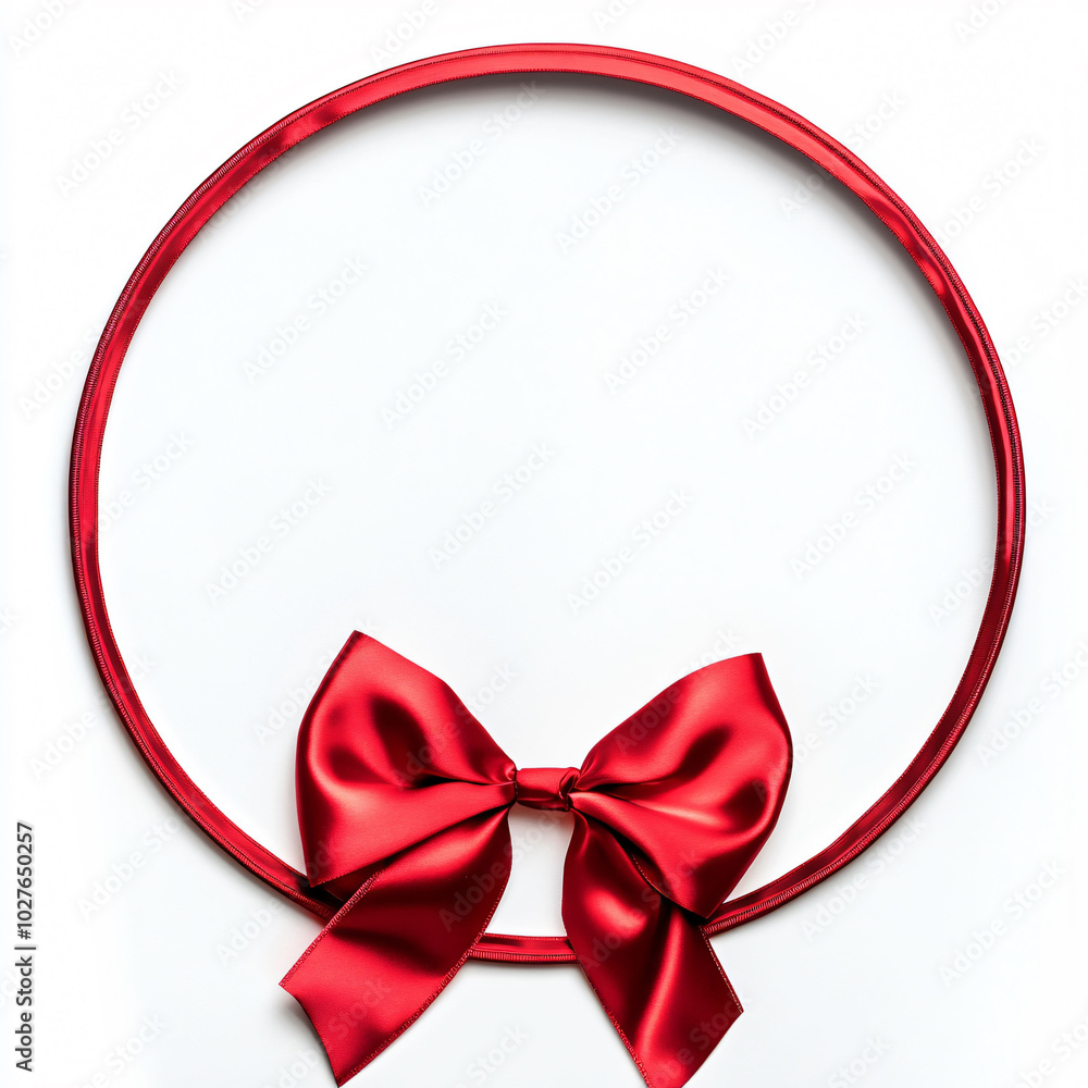 Aufkleber large red bow is elegantly positioned at bottom of circular frame, creating festive and cheerful atm