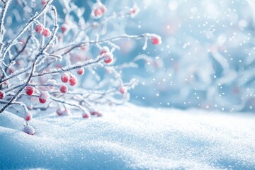 Snowy winter season background in nature