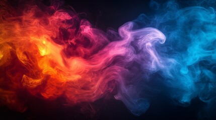 Swirls of vibrant, colorful smoke against a dark background