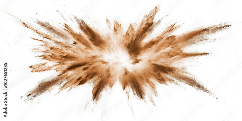 Poster Brown powder exploding creating a cloud of dust