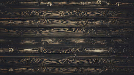 Fototapeta premium Dark, weathered wooden planks in horizontal rows. 