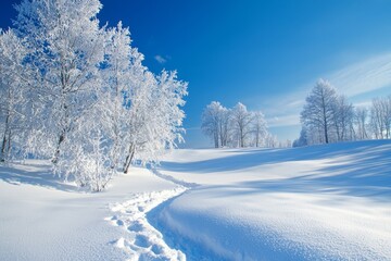 Obraz premium Snowy winter season background in nature