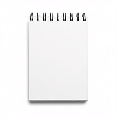 blank white spiral notebook mockup on white background