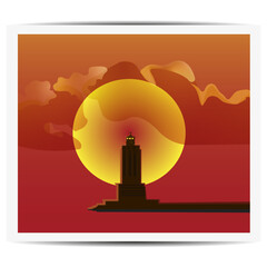 Illustration of a building with sunlight