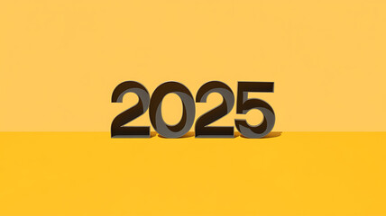 Black 2025 on Yellow Background Minimalist New Year Design 
