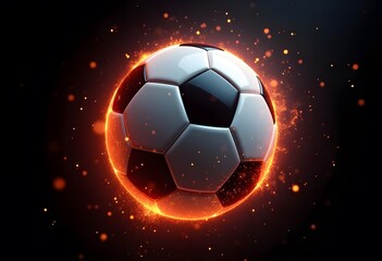 Fototapeta premium Flying soccer ball on fire -falling down 