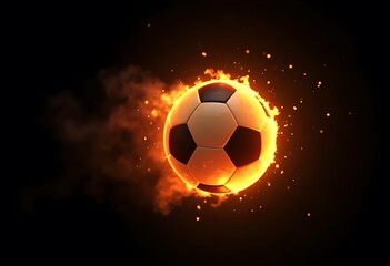 Fototapeta premium Flying soccer ball on fire -falling down 