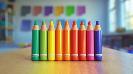 Fototapeta premium Colorful Pencils on Wooden Table.