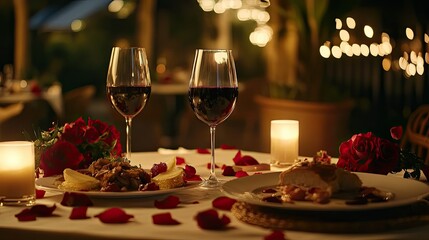 Romantic Dinner Table for Two Under Soft Lantern Lights