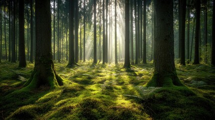 Serene Deister Forest with Rays of Sunlight