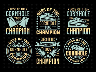 Obraz premium Boss Of The Cornhole Toss Champion SVG Tshirt Bundle Cornhole Game Qoute Design