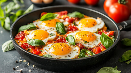 frying pan holds sunny-side-up eggs, their golden yolks radiating warmth and joy. This dish symbolizes comfort, nourishment, and the bright start to a perfect day