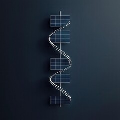 Solar panels and wind turbines forming the DNA helix, symbolizing renewable energys integration into human life, Renewable energy DNA, Ecofuturism