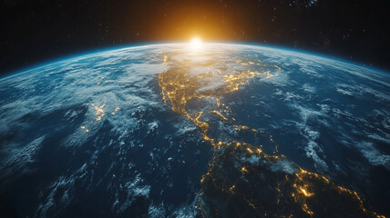 Obraz premium A view of the planet Earth from space during various periods of the planet's formation.