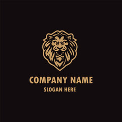 Gold Lion Icon Symbol Template