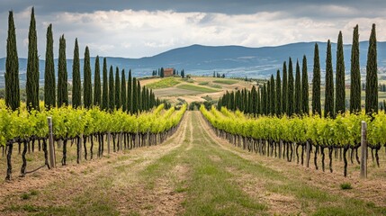 Obraz premium Vineyard Path in the Heart of Tuscany