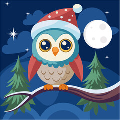  Christmas Cute Owl Santa hat With Snowflakes