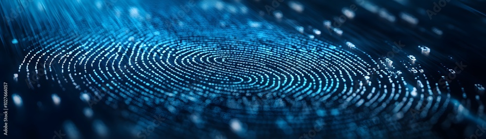 Aufkleber abstract digital fingerprint design showcasing vibrant blue tones and intricate patterns for technol