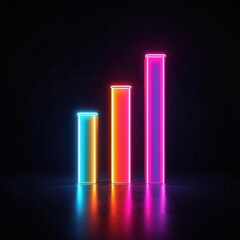 Futuristic 3D bar chart with glowing neon edges, representing datadriven business success, Neon growth chart, Data success