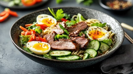 Delicious Asian Noodle Bowl with Fresh Ingredients