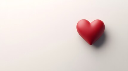 Red Heart on White Background