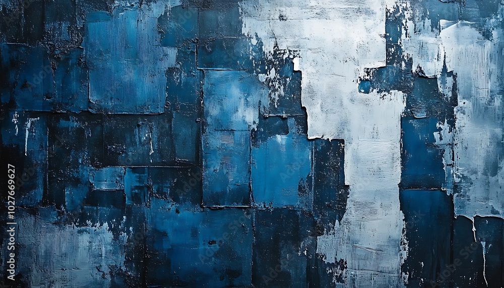 Aufkleber An abstract artwork featuring a blend of deep blue and white textures, creating a dynamic visual composition that evokes feelings of depth and complexity.