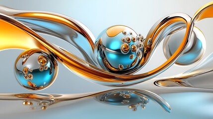 Abstract  D Background with Metallic Spheres and Waves