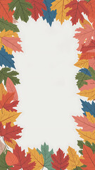Fototapeta premium Autumn leaves frame red yellow green background design perfect for fall projects. 