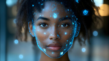 Digital Grid Face Illustration