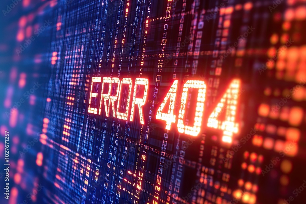 Aufkleber Digital Representation of an Error Message Displaying ERROR 404 on a Futuristic Background