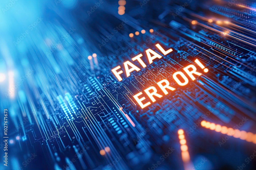 Fototapete Digital Background Displaying Significant Fatal Error Message Within a Technology Context