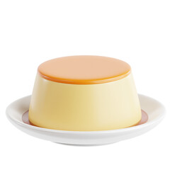 PNG 3D custard pudding illustration isolated on a white background