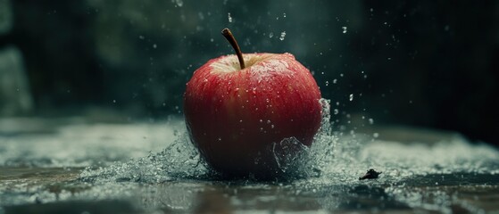 Apple Falling into Water Splash Effect