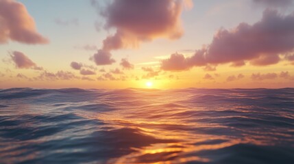 Obraz premium sunset over the calm sea with some clouds
