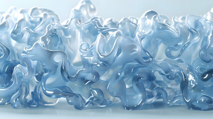 Abstract 3D Rendered Blue Liquid Waves Background