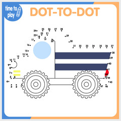 Obraz premium children's educational game. logic game. handwriting training. connect the dots. trucks, cars, ships