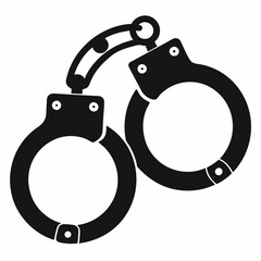 Realistic Handcuff Silhouette Vector Design