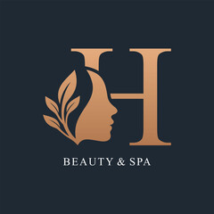 Letter H with beauty logo design unique concept Premium Vector