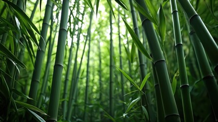 Fototapeta premium Lush Bamboo Forest Under Soft Natural Light