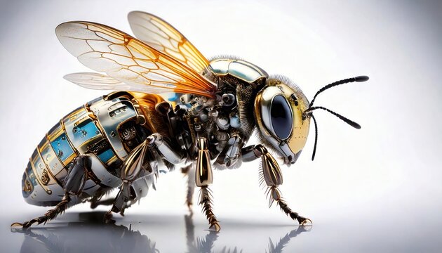 detailed image of android robot bee white background 