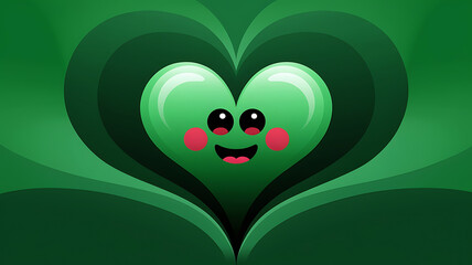 Happy green heart cartoon illustration St Patricks Day love concept
