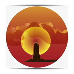 Illustration of a building with circular sunlight