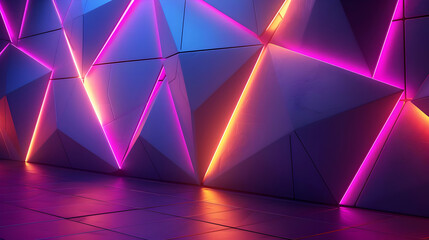 Abstract 3D Purple and Orange Neon Light Background