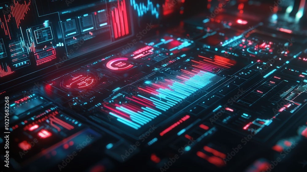 Poster futuristic digital dashboard with data visualization