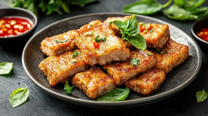 Crispy Golden Fried Dish on Dark Plate