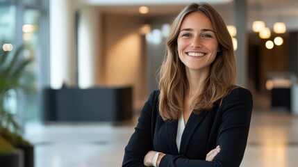 Fototapeta premium Professional Woman Smiling in Modern Office