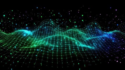 Abstract Wave Pattern with Glowing Particles