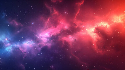 Naklejka premium Abstract Background: Cosmic Nebula with Red and Blue Hues
