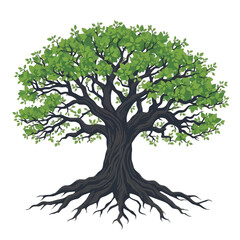 Fototapeta premium Tree Illustration with Deep Roots, Strength and Resilience